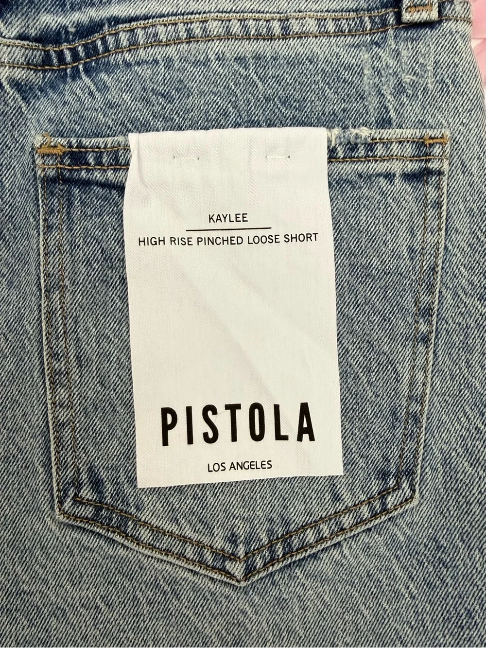 Pistola Kaylee High Rise Pinched Loose Straight Jean Short in Boulder Wash Blue